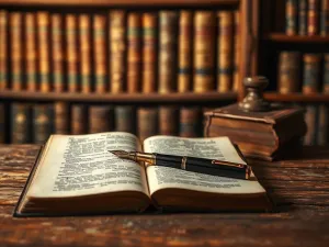 Zamyślony mężczyzna z dłonią na brodzie i wyrazem lekkiego skonfundowania na tle biblioteki.